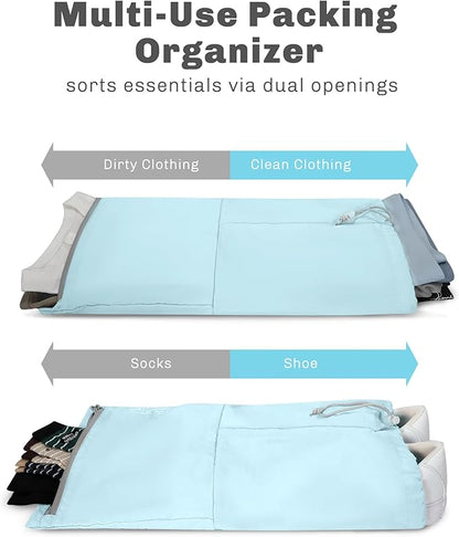 Hynes Eagle 6 Set/ 4 Set/ 2 Set Compression Packing Cubes Travel Essentials Lightweight Nylon Luggage Suitcase Organizer Bag Light Blue 6PCS