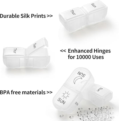 Genuine Leather Travel Pill Organizer Box Case 1 Times a Day for Purse for Women, Cute Medicine Pill Holder Containers for Vitamin Small Weekly Daily 7 Day Am Pm Pill Organizer(Vintage Brown)