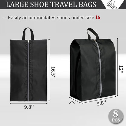 Shoe Bags for Travel, Set of 8 Pack Shoe Travel Bags for Packing, Large Waterproof Portable Travel Shoe Bag with Zipper Travel Essentials Women for and Men
