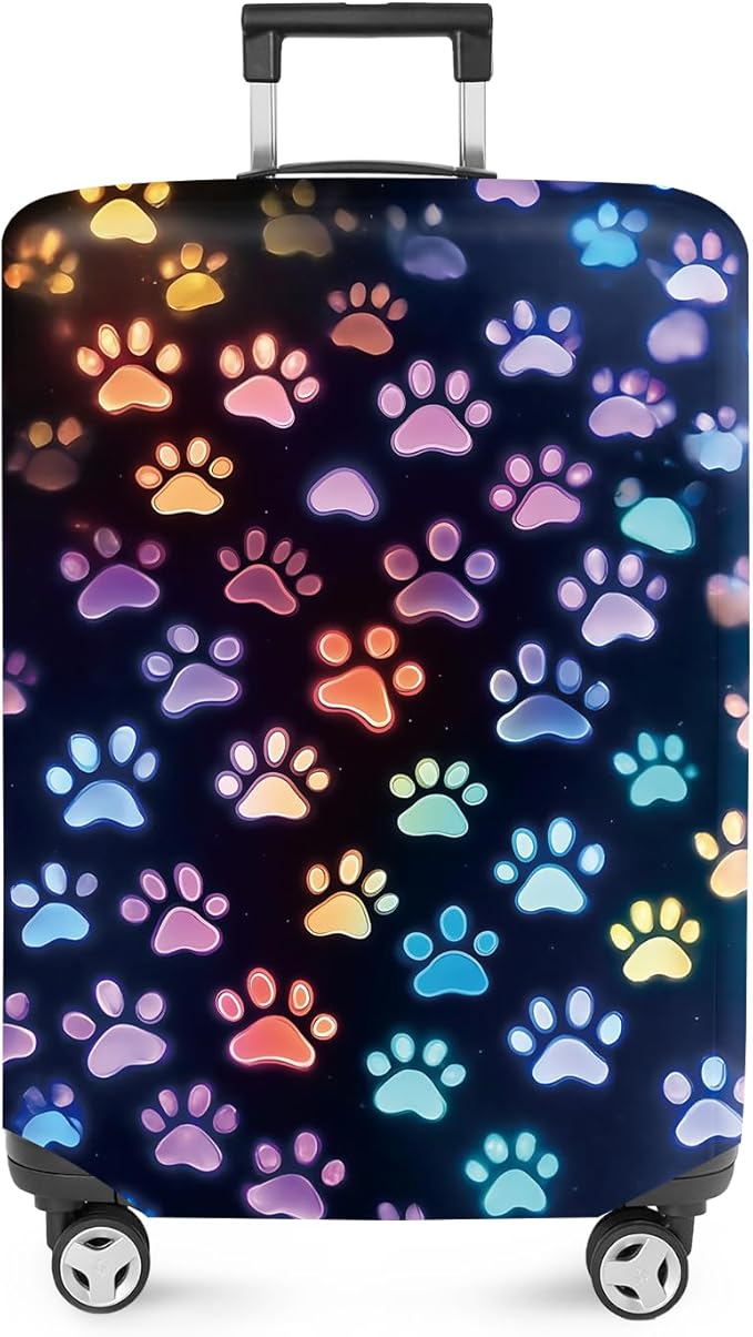 ANNA QUEEN Dragonfly & Floral Luggage Cover, Night Sky & Floral Design, Stretchable, Washable Travel Protector for 20-34 Inch Suitcases