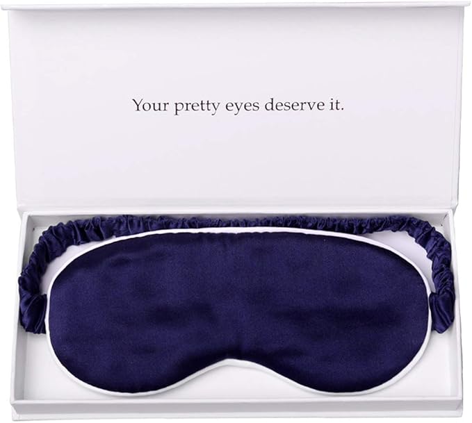 Silk Sleep Mask Light Blocking Luxury 100% Mulberry 19mm Silk Eye Mask Eye Cover Blindfold Ultra Soft Light & Comfy Anti Aging Skin Care with Travel Bag Gift Package