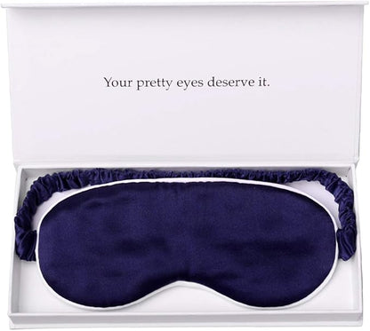 Silk Sleep Mask Light Blocking Luxury 100% Mulberry 19mm Silk Eye Mask Eye Cover Blindfold Ultra Soft Light & Comfy Anti Aging Skin Care with Travel Bag Gift Package