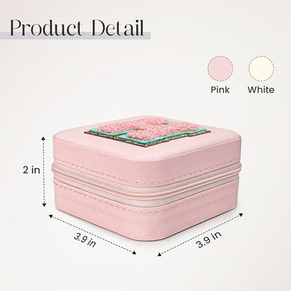SANDJEST Personalized Jewelry Box, Pink Travel Jewelry Box with Initial H, Small Monogrammed Jewelry Case Organizer for Girls Women Teen Kids, Mini Travel Essentials Gifts for Birthday Christmas
