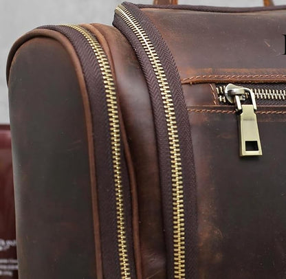 Personalized Leather Toiletry Bag for Men,Genuine Leather Toiletries Organizer,Travel Hanging Toiletry Bag Large Bathroom Shaving Kit Gifts for Dad,Husband,Boyfriend,Groomsmen,Golf,Birthday,Christmas