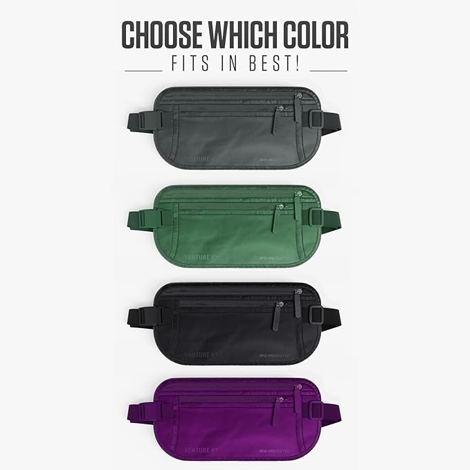 Travel Money Belt, RFID Blocking for Men & Women - Ideal for Keeping Your Cash, Credit Card, Passport, Phone Safe When Traveling (Sleek Gray)