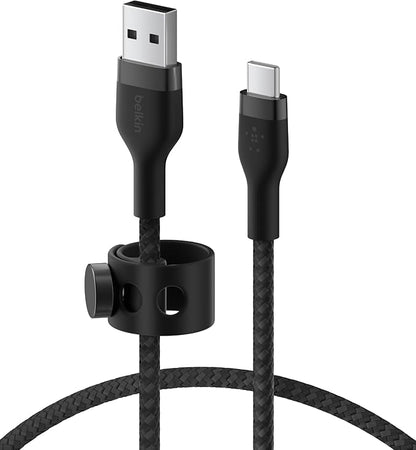 Belkin BoostCharge Pro Flex Braided USB-C to USB-A Cable (1M/3.3FT) USB-IF Certified Fast Charging Cable for iPhone 17, iPhone 17 Pro, iPad, Galaxy S25, Note, Pixel, Nintendo Switch 2 & More - Black