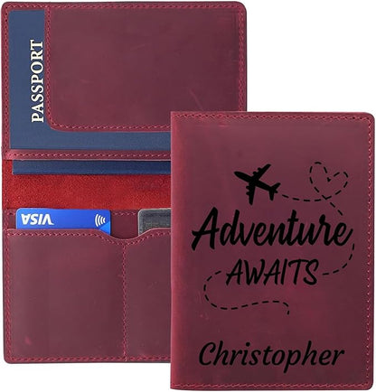 Personalized Leather Passport Holder, Custom Travel Wallet, Genuine Leather Passport Cover- Custom Engraved Passport Wallet, Wallet for Passports