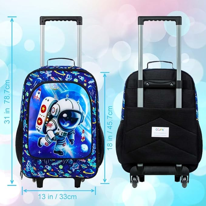 UFNDC Kids Suitcase for Boys, Astronauts Rolling Luggage with Wheels，Travel Carry on for Children Toddler Elementary