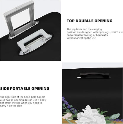 Flower Lette J Black Luggage Cover Elastic Washable Stretch Suitcase Protector Anti-Scratch Travel Suitcase Cover for Kid and Adult M (22-24 inch suitcase)