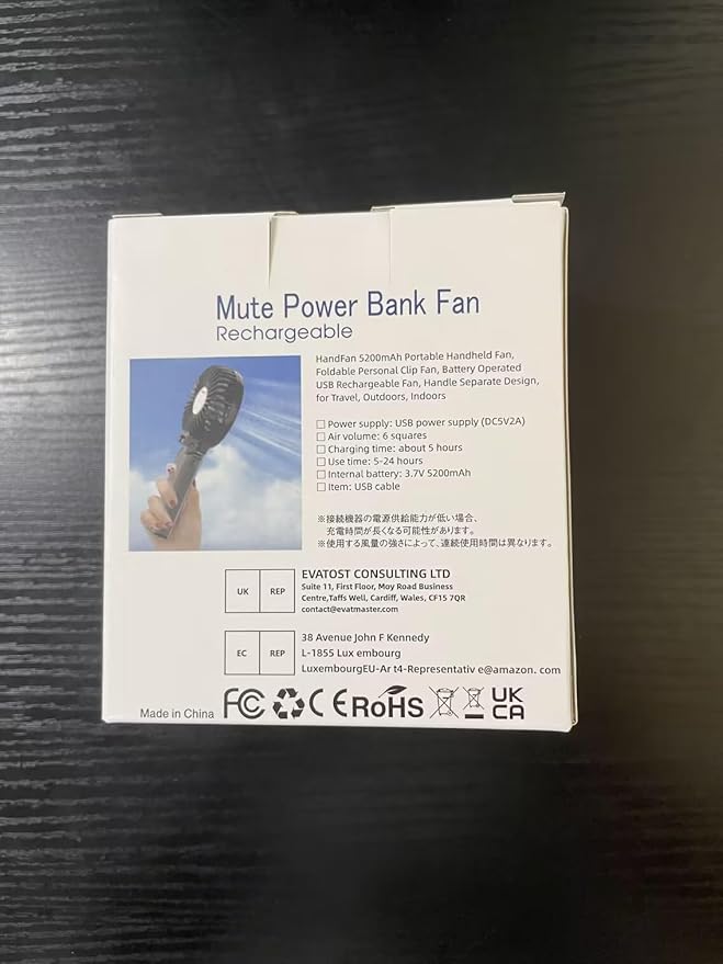 HandFan 5200mAh Portable Fan Handheld, 6 Speeds Hand Held Fan 180° Foldable Personal, Battery Operated USB Rechargeable, Handle Separate Design for Travel/School/Outdoors/Indoors (6 Speeds Black)