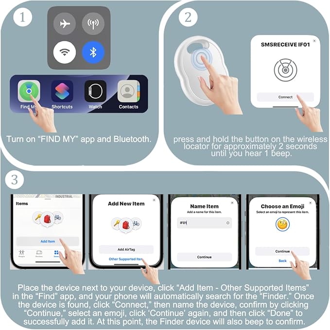Air Tracker Tags-4 Pack, Bluetooth Tracker with Apple Find My APP (iOS Only), Smart Tag with 70dB Sound, Item Finder for Luggage, Key, Suitcase, Backpack, Replaceable Battery, White