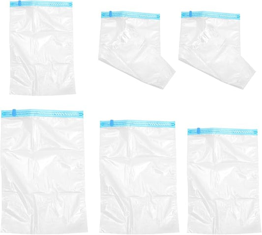 FAVOMOTO 6pcs Hand-rolled Compression Bags Capacity Travel Storage Vacuum Bags for Clothes Bedding Comforters Pillows Space Saver Organizers for Luggage and Suitcases