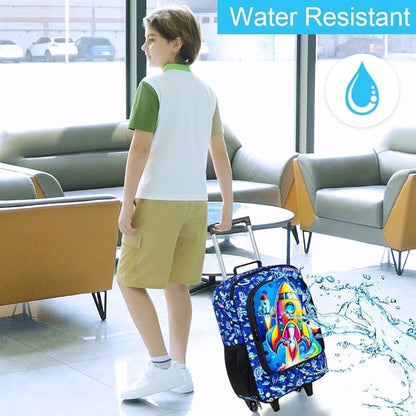 UFNDC Kids Suitcase for Boys, Rockets Rolling Luggage with Wheels，Travel Carry on for Children Toddler Elementary