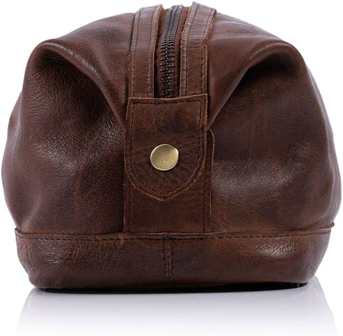 KomalC Premium Unisex Vintage Vanity Dopp Kit - Travel Toiletry Bag Shaving for Men and Women (Brown)