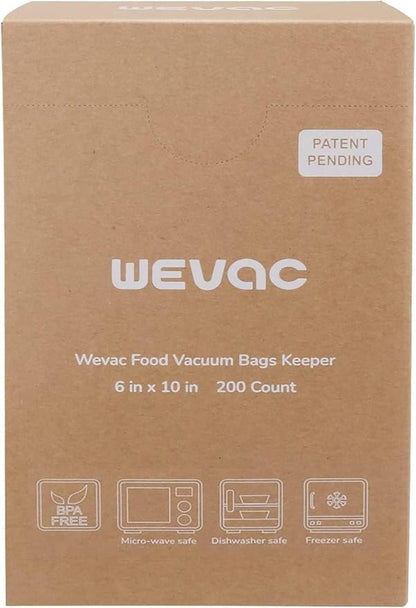 Wevac 6” x 10” 200 Count Food Vacuum Sealer Bags Keeper, PreCut Pint, Ideal for Food Saver, BPA Free, Commercial Grade, Great for storage, meal prep and Sous Vide
