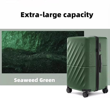 NINETYGO Trunk Luggage 24 Inch, Medium Checked Luggage with Double Spinner Wheels, Anti-Burst Zipper, Hard Case PC Suitcase, Lightweight Travel Luggage, TSA Approved (Seaweed Green, Hudson)