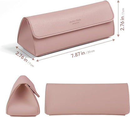 carrotez Stylish PU Leather Makeup Bag: Versatile Travel Toiletry Bag & Cosmetic Pouch, Small Makeup Organizer for Purse Essentials - Ideal Makeup Brush Holder & Sunglasses Case for Women - Pink
