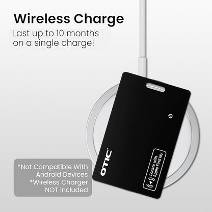 OTIC Wallet Tracker Card, Ultra-Thin 1.7MM Rechargeable Finder, Works with Apple Find My (iOS Only), Item Locator for Luggage Tags, Passports, Phone, IP67 Waterproof, (4-Pack)