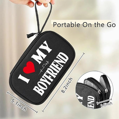 COSHAYSOO Travel Gifts for Women Girlfriend Fashion Electronics Accessories Gift Ideas, Cord Cable Organizer Bag Case Tech Pouch Gadgets Cruise Airplane Vacation Essentials, I Love My Boyfriend