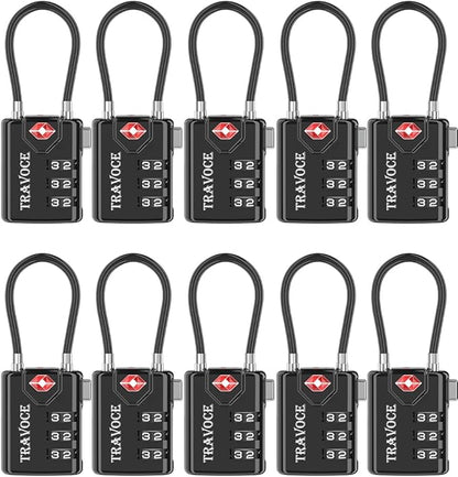 TSA Approved Luggage Locks, Travel Locks Which Also Work Great as Gym Locks, Toolbox Lock, Backpack and More, Black 10 Pack