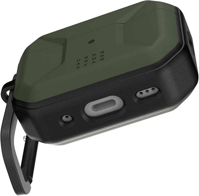 UAG Designed for AirPods Pro (2nd Gen 2022) Civilian Olive Drab, Premium Rugged Slim Water Resistant Full Protective Case Cover with Detachable Keychain Carabiner by URBAN ARMOR GEAR