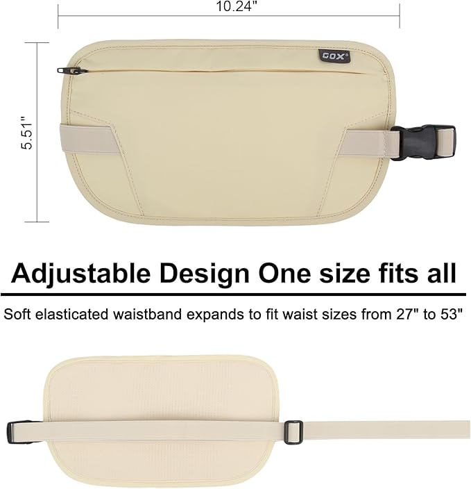 RFID Blocking Money Belt - Slim Under Cloth Passport Holder & Travel Wallet | Secure Hidden Fanny Pack for Men Women (Lemon)