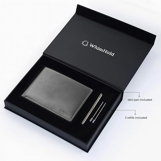 Leather Travel Wallet RFID - Slim Passport Holder for Men & Women - Fits Passport, Cards, SIMs, Pen & Boarding Pass - Secure Travel Document Organizer (Charcoal Gray)