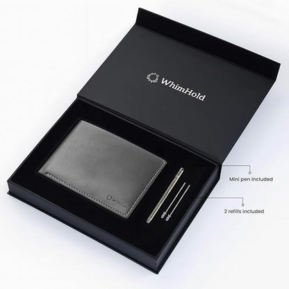 Leather Travel Wallet RFID - Slim Passport Holder for Men & Women - Fits Passport, Cards, SIMs, Pen & Boarding Pass - Secure Travel Document Organizer (Charcoal Gray)