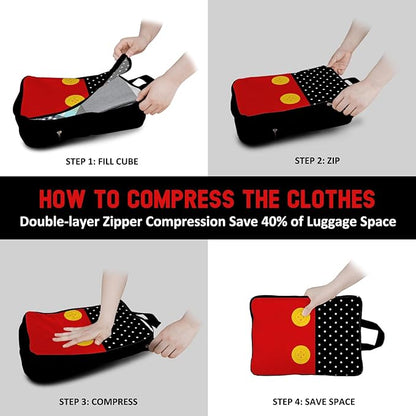 beautype 6 Set Travel Packing Cubes for Kids, Cute Compression Bags for Storage Packing with Shoe Bags for Packing In Suitcase, Space Saving Packing Organizers for Luggage Trip and Family Vacation