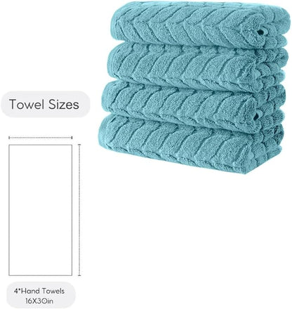 Turkish Cotton Ultra-Soft Plush Absorbent Quick Dry Bathroom Towel Set, Made in Turkey (Mint Green, 4 Pcs Hand Towel Set)