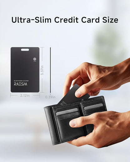RAESHA Wallet Track Card – Apple MFi Certified Tracker for iOS only, Rechargeable & Waterproof Slim Finder, Works with Apple Find My, Item Locator for Wallets, Bags, Luggage etc