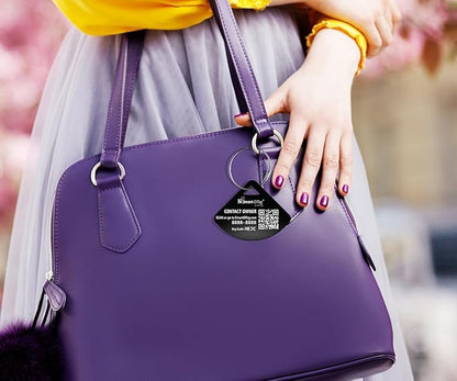 Dynotag® Express Series Solid Metal Web Enabled Smart Bag Tag ID + Steel Loop, Anodized Aluminum with DynoIQ™ & Lifetime Recovery Service (Midnight Black)