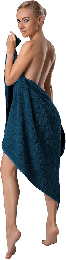 BAGNO MILANO Turkish Cotton Ultra-Soft Plush Absorbent Quick Dry Bathroom Towel Set, Made in Turkey (PetrolBlue, 6 pcs Towel Set)