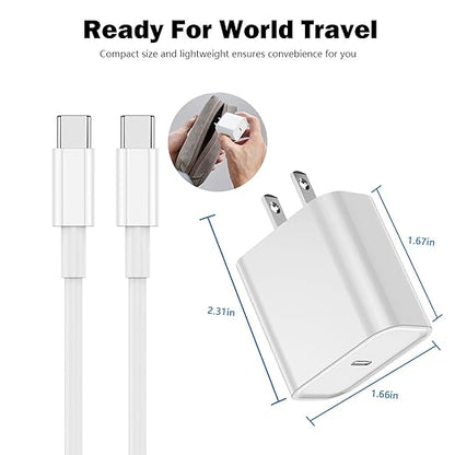iPhone 17 16 15 Charger Fast Charging,2 Pack Type C Wall Charger Block with 3.3FT Fast Charging USB C to C Cable for iPhone 17/Air/17 Pro/17 Pro Max/iPhone 16/16 Pro/16 Pro Max/15 Pro,iPad Pro/AirPods