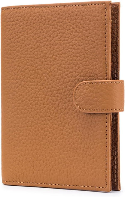 Leather RFID Passport Holder for Travel – Slim Passport Wallet for Women & Men with Card Slots, Zippered Coin Pocket, SIM Slot – Cash Slot Compact Travel Wallet Christmas Gift Box (Brown)
