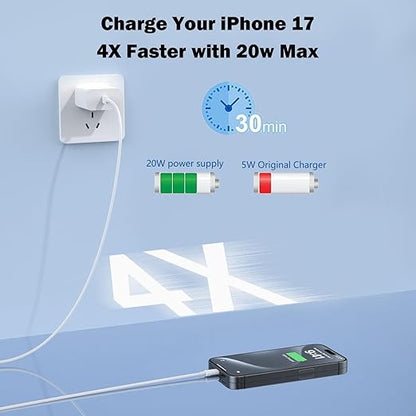 iPhone 17 16 15 Charger Fast Charging,2 Pack Type C Wall Charger Block with 3.3FT Fast Charging USB C to C Cable for iPhone 17/Air/17 Pro/17 Pro Max/iPhone 16/16 Pro/16 Pro Max/15 Pro,iPad Pro/AirPods