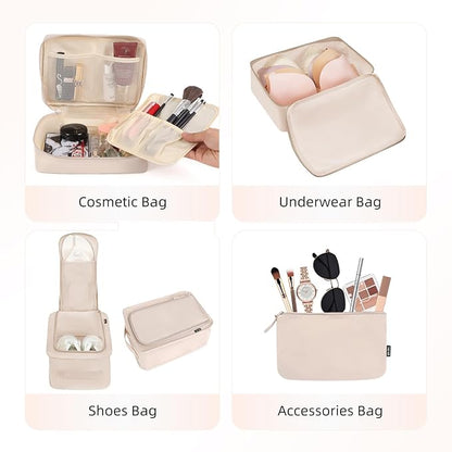 BAGAIL 8 Set Packing Cubes Luggage Packing Organizers for Travel Accessories-Cream