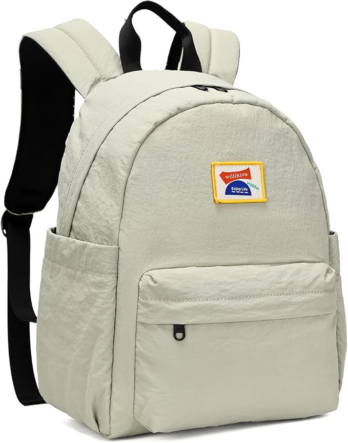 willikiva Kids Backpack for School Boys Girls Teens Toddler Backpack Waterproof Kindergarten Preschool Elementary Bookbag Children Travel Bag(Bean Grey Green,Small)