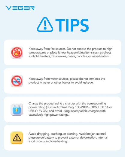 VEGER Portable Charger for iPhone Built in Cables and Wall Plug, 10000mah Slim Fast Charging USB C Power Bank, Travel Essential Battery Pack Compatible with iPhones, iPad, Samsung More Devices(Blue)