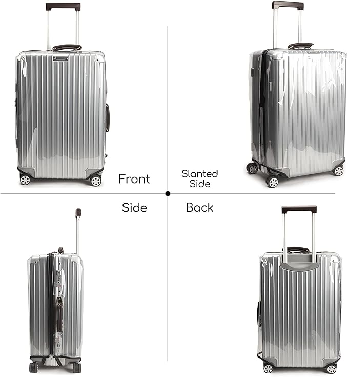No Disassembly Suitcase Covers for Luggage - 24 Inch Heavy Duty Clear Luggage Cover Protector, Transparent PVC Luggage Protector Suitcase Cover