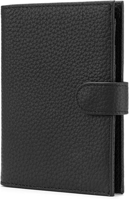 RFID Slim Passport Holder for Man & Women, Compact Leather Passport Wallet with Card Holders SIM Slots, Zippered Coins Pocket and Cash Holder Travel Passport Cover Case, Black