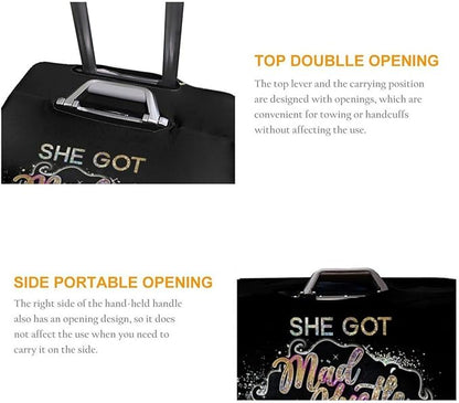 Travel Suitcase Protector African Woman Elastic Protective Washable Luggage Cover With Concealed Zipper Suitable For 18-32 Inch (M (for 22--24 inch luggage))