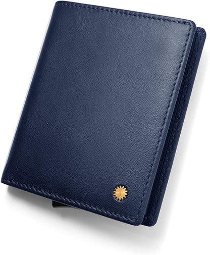 Revelot BiFold Cardholder Wallet/Genuine Leather with RFID Blocking / W1 (Blue Nappa)