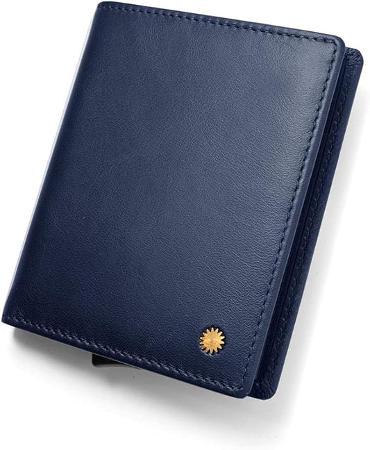Revelot BiFold Cardholder Wallet/Genuine Leather with RFID Blocking / W1 (Blue Nappa)