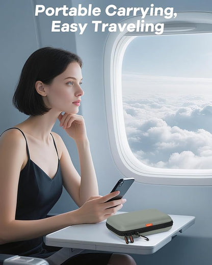 Gray-Green Hard Shell Carrying Case for External Hard Drive, Hard Disk, Power Bank, Charger, Cable, Cell Phone, Electronic Accessories - Larger Capacity Storage Pouch Shockproof Travel Case Bag