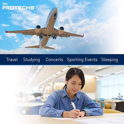 Flents Protechs Foam Ear Plugs, 50 Pair for Sleeping, Snoring, Loud Noise, Traveling, Concerts, Construction, Studying, Work, Shooting, NRR 33, Noise Cancelling, Disposable, Purple, Made in the USA