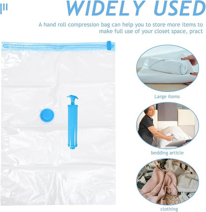 Mobestech Vacuum Seal Compression Bags for Clothing and Blankets Large Space-saving Storage Organizers Transparent Dustproof Bags for Travel Home Bedroom and Quilt Storage