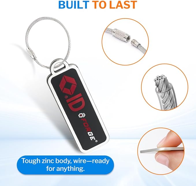 Forge Lost and Found Luggage Tags, Global Luggage Tracking Tag, WorldTracer Compatible, Travel Sentry Powered Baggage ID System for Luggage, Bags, Suitcases, and More (Black 2 PK Small)