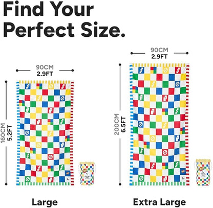 Dock & Bay Beach Towel - Quick Dry, Sand Free - Compact, Lightweight - 100% Recycled - Includes Bag - Wild Card - Extra Large (200x90cm, 78x35)