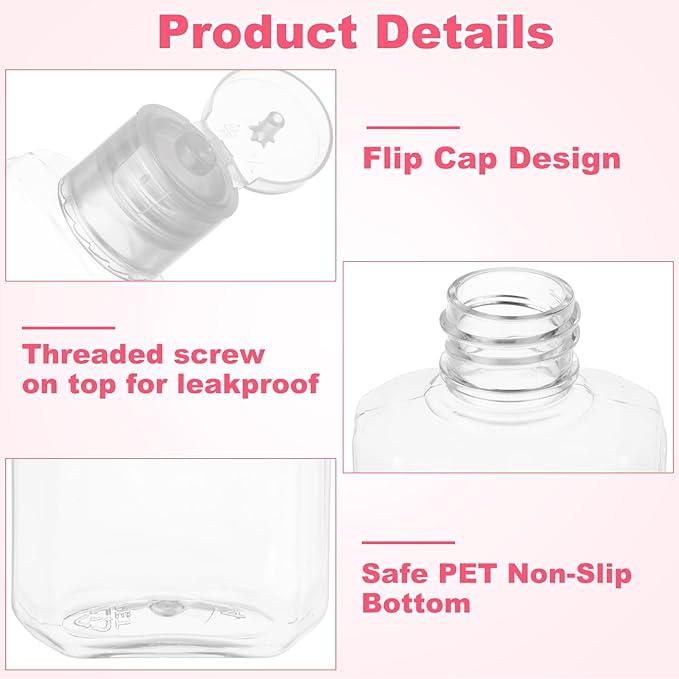 QTLCOHD 120 Pack 1 oz Plastic Refillable Bottles with Flip Cap, Small Hand Sanitizer Bottles, Travel Size Reusable Containers for Travel,Bussiness Trip,Outdoor Camping